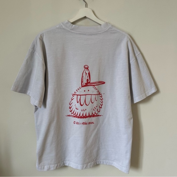 AMI Paris Heart Logo Graphic Tee Kevin Lyons Off White Size L Designer Shirt - Picture 3 of 8